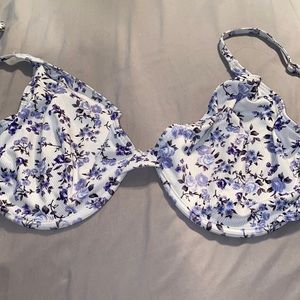 White bikini top with purple flowers